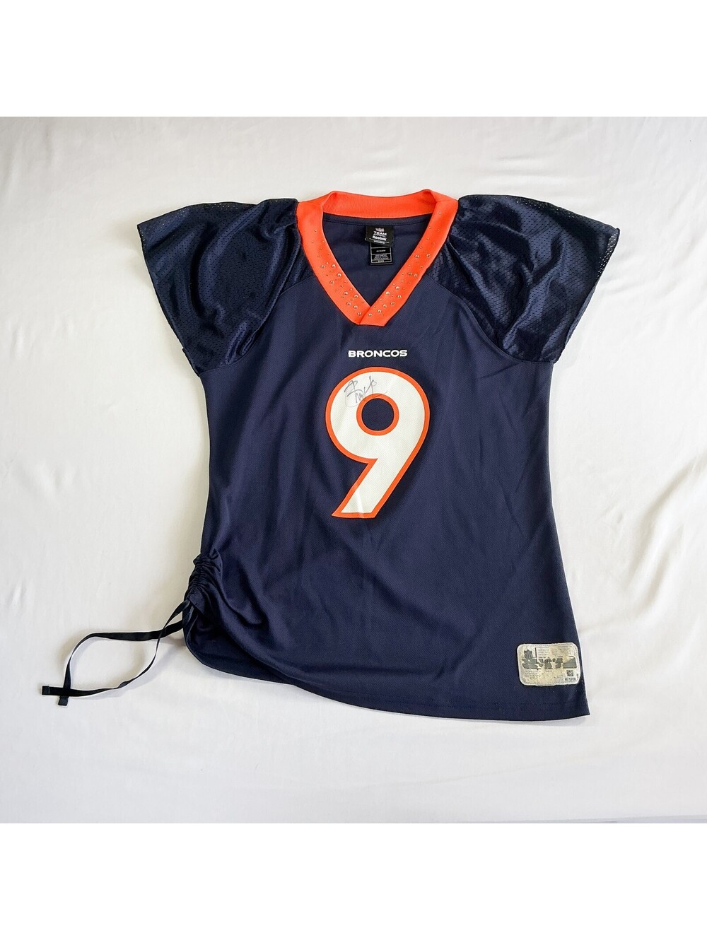 NFL Broncos Brady Quinn #9 Autographed Women's Football Jersey Reebok Size med